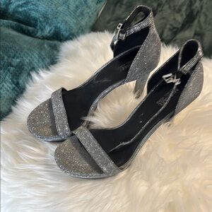 Elegant Silver Glitter Heels